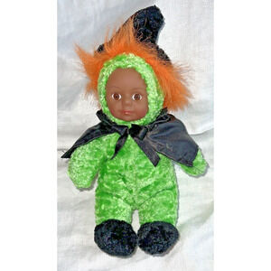 Sugar Loaf Kostume Kids 9" Witch Brown Baby Doll Halloween Stuffed Plush Green